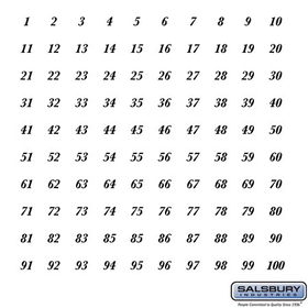 Salsbury Industries Numbers - Self Adhesive Sheet of (100) - for 4B+ Horizontal Mailboxes