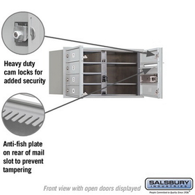 Salsbury Industries 3704D-06AFP Recessed Mounted 4C Horizontal Mailbox - 4 Door High Unit (16 1/2 Inches) - Double Column - 6 MB1 Doors - Aluminum - Front Loading - Private Access