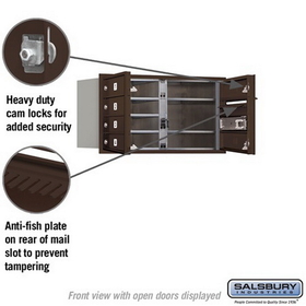 Salsbury Industries 3704D-06ZFP Recessed Mounted 4C Horizontal Mailbox - 4 Door High Unit (16 1/2 Inches) - Double Column - 6 MB1 Doors - Bronze - Front Loading - Private Access