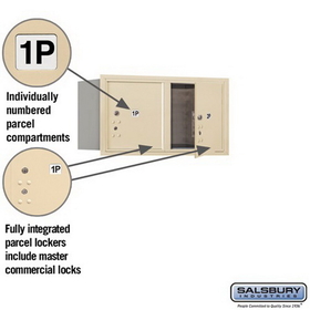 Salsbury Industries 3704D-2PSFP Recessed Mounted 4C Horizontal Mailbox-4 Door High Unit (16 1/2 Inches)-Double Column-Stand-Alone Parcel Locker-2 PL4