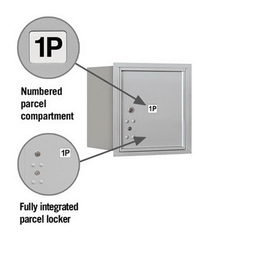 Salsbury Industries 3704S-1PARU Recessed Mounted 4C Horizontal Mailbox - 4 Door High Unit (16 1/2 Inches) - Single Column - Stand-Alone Parcel Locker - 1 PL4 - Aluminum - Rear Loading - USPS Access