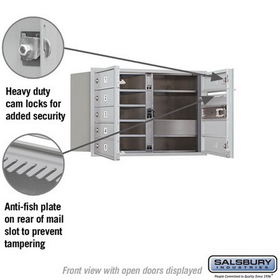 Salsbury Industries 3705D-07AFP Recessed Mounted 4C Horizontal Mailbox (Includes Master Commercial Lock)-5 Door High Unit (20 Inches)-Double Column-7 MB1 Doors-Aluminum-Front Loading-Private Access