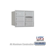 Salsbury Industries 6 Door High Recessed Mounted 4C Horizontal Mailbox with 5 Doors and 1 Parcel Locker with USPS Access - Rear Loading