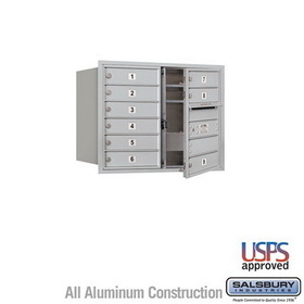 Salsbury Industries 6 Door High Recessed Mounted 4C Horizontal Mailbox with 9 Doors with USPS Access - Front Loading