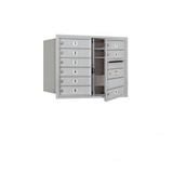 Salsbury Industries 3706D-09AFU 6 Door High Recessed Mounted 4C Horizontal Mailbox with 9 Doors in Aluminum with USPS Access - Front Loading