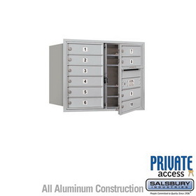 Salsbury Industries 6 Door High Recessed Mounted 4C Horizontal Mailbox with 10 Doors with Private Access - Front Loading