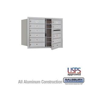 Salsbury Industries 6 Door High Recessed Mounted 4C Horizontal Mailbox with 10 Doors with USPS Access - Front Loading
