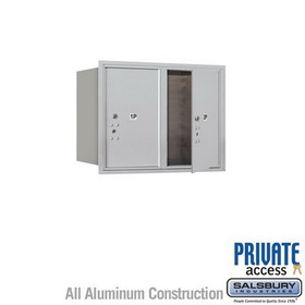 Salsbury Industries 6 Door High Recessed Mounted 4C Horizontal Parcel Locker with 2 Parcel Lockers with Private Access - Front Loading