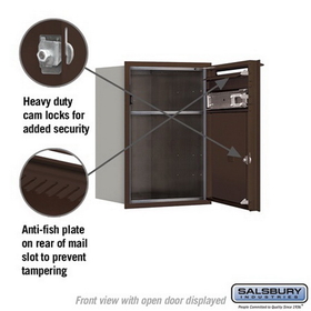 Salsbury Industries 3706S-01ZFP Recessed Mounted 4C Horizontal Mailbox (Includes Master Commercial Lock)-6 Door High Unit (23 1/2 Inches)-Single Column-1 MB4 Door-Bronze-Front Loading-Private Access