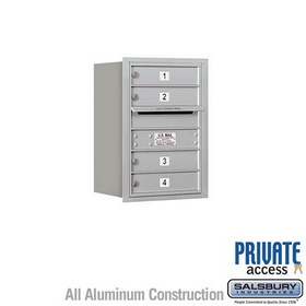 Salsbury Industries 6 Door High Recessed Mounted 4C Horizontal Mailbox with 4 Doors with Private Access - Rear Loading