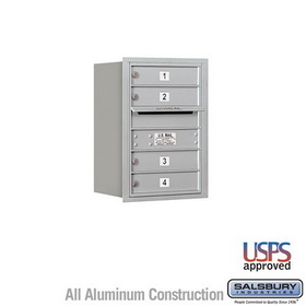 Salsbury Industries 6 Door High Recessed Mounted 4C Horizontal Mailbox with 4 Doors with USPS Access - Rear Loading