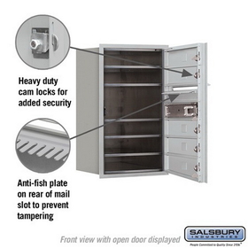 Salsbury Industries 3707S-05AFU Recessed Mounted 4C Horizontal Mailbox - 7 Door High Unit (27 Inches) - Single Column - 5 MB1 Doors - Aluminum - Front Loading - USPS Access