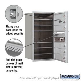 Salsbury Industries 3708S-06AFU Recessed Mounted 4C Horizontal Mailbox - 8 Door High Unit (30 1/2 Inches) - Single Column - 6 MB1 Doors - Aluminum - Front Loading - USPS Access