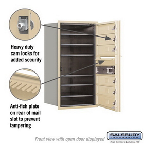 Salsbury Industries 3708S-06SFU Recessed Mounted 4C Horizontal Mailbox - 8 Door High Unit (30 1/2 Inches) - Single Column - 6 MB1 Doors - Sandstone - Front Loading - USPS Access