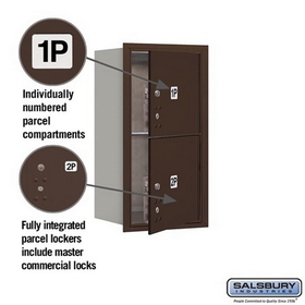 Salsbury Industries 3708S-2PZFP Recessed Mounted 4C Horizontal Mailbox-8 Door High Unit (30 1/2 Inches)-Single Column-Stand-Alone Parcel Locker-2 PL4