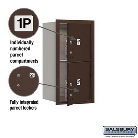 Salsbury Industries 3708S-2PZFU Recessed Mounted 4C Horizontal Mailbox - 8 Door High Unit (30 1/2 Inches) - Single Column - Stand-Alone Parcel Locker - 2 PL4