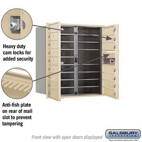 Salsbury Industries 3709D-16SFU Recessed Mounted 4C Horizontal Mailbox - 9 Door High Unit (34 Inches) - Double Column - 16 MB1 Doors - Sandstone - Front Loading - USPS Access