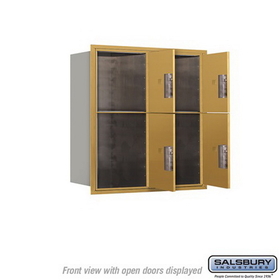 Salsbury Industries 3709D-4PGFP Recessed Mounted 4C Horizontal Mailbox-9 Door High Unit (34 Inches)-Double Column-Stand-Alone Parcel Locker-2 PL4