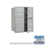 Salsbury Industries 10 Door High Recessed Mounted 4C Horizontal Mailbox with 6 Doors and 2 Parcel Lockers with Private Access - Front Loading
