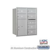 Salsbury Industries 10 Door High Recessed Mounted 4C Horizontal Mailbox with 6 Doors and 2 Parcel Lockers with USPS Access - Rear Loading