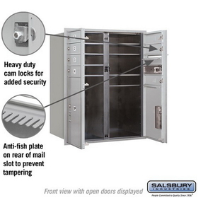 Salsbury Industries 3710D-07AFP Recessed Mounted 4C Horizontal Mailbox - 10 Door High Unit (37 1/2 Inches) - Double Column - 7 MB1 Doors / 1 PL5 and 1 PL6 - Aluminum - Front Loading - Private Access