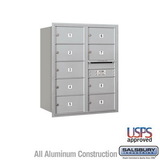 Salsbury Industries 10 Door High Recessed Mounted 4C Horizontal Mailbox with 9 Doors and 2 Parcel Lockers with USPS Access - Rear Loading