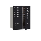 Salsbury Industries 3710D-09BFP 10 Door High Recessed Mounted 4C Horizontal Mailbox with 9 Doors and 2 Parcel Lockers in Black with Private Access - Front Loading
