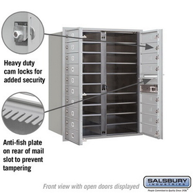 Salsbury Industries 3710D-18AFP Recessed Mounted 4C Horizontal Mailbox - 10 Door High Unit (37 1/2 Inches) - Double Column - 18 MB1 Doors - Aluminum - Front Loading - Private Access