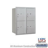 Salsbury Industries 10 Door High Recessed Mounted 4C Horizontal Parcel Locker with 4 Parcel Lockers with USPS Access - Rear Loading