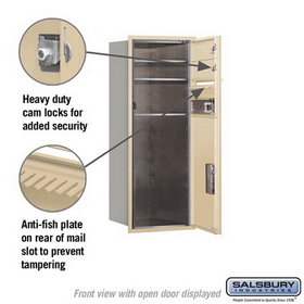 Salsbury Industries 3710S-02SFU Recessed Mounted 4C Horizontal Mailbox - 10 Door High Unit (37 1/2 Inches) - Single Column - 2 MB1 Doors / 1 PL6 - Sandstone - Front Loading - USPS Access