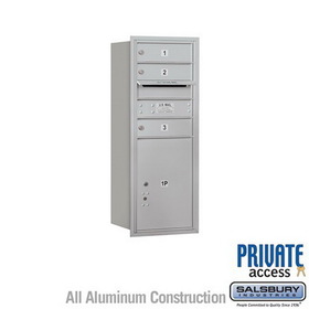 Salsbury Industries 10 Door High Recessed Mounted 4C Horizontal Mailbox with 3 Doors and 1 Parcel Locker with Private Access - Rear Loading