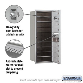 Salsbury Industries 3710S-08AFP Recessed Mounted 4C Horizontal Mailbox - 10 Door High Unit (37 1/2 Inches) - Single Column - 8 MB1 Doors - Aluminum - Front Loading - Private Access