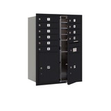 Salsbury Industries 3711D-10BFP 11 Door High Recessed Mounted 4C Horizontal Mailbox with 10 Doors and 2 Parcel Lockers in Black with Private Access - Front Loading