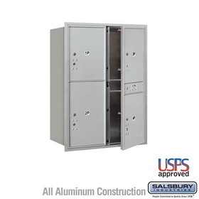 Salsbury Industries 11 Door High Recessed Mounted 4C Horizontal Parcel Locker with 4 Parcel Lockers with USPS Access - Front Loading