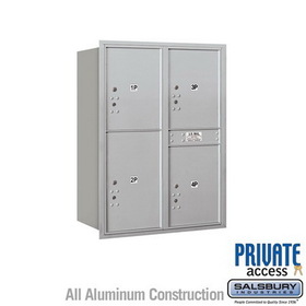 Salsbury Industries 11 Door High Recessed Mounted 4C Horizontal Parcel Locker with 4 Parcel Lockers with Private Access - Rear Loading