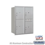 Salsbury Industries 11 Door High Recessed Mounted 4C Horizontal Parcel Locker with 4 Parcel Lockers with USPS Access - Rear Loading