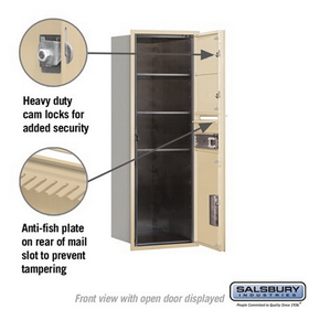 Salsbury Industries 3711S-02SFP Recessed Mounted 4C Horizontal Mailbox - 11 Door High Unit (41 Inches) - Single Column - 2 MB2 Doors / 1 PL5 - Sandstone - Front Loading - Private Access