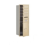 Salsbury Industries 3711S-04SFP 11 Door High Recessed Mounted 4C Horizontal Mailbox with 4 Doors and 1 Parcel Locker in Sandstone with Private Access - Front Loading