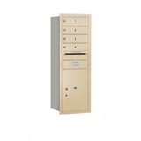Salsbury Industries 3711S-04SRP 11 Door High Recessed Mounted 4C Horizontal Mailbox with 4 Doors and 1 Parcel Locker in Sandstone with Private Access - Rear Loading