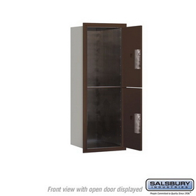 Salsbury Industries 3712S-2PZFP Recessed Mounted 4C Horizontal Mailbox-12 Door High Unit (44 1/2 Inches)-Single Column-Stand-Alone Parcel Locker-2 PL6s-Bronze-Front Loading-Private Access