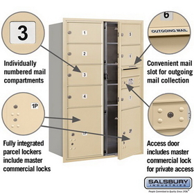 Salsbury Industries 3713D-07SFP Recessed Mounted 4C Horizontal Mailbox - 13 Door High Unit (48 Inches) - Double Column - 7 MB2 Doors and 2 PL5