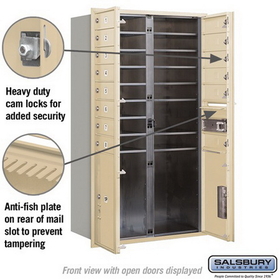 Salsbury Industries 3713D-14SFU Recessed Mounted 4C Horizontal Mailbox - 13 Door High Unit (48 Inches) - Double Column - 14 MB1 Doors / 2 PL5