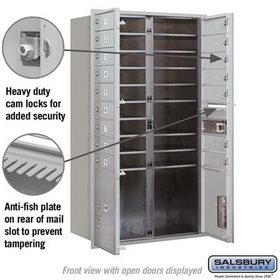 Salsbury Industries 3713D-16AFP Recessed Mounted 4C Horizontal Mailbox - 13 Door High Unit (48 Inches) - Double Column - 16 MB1 Doors / 2 PL4