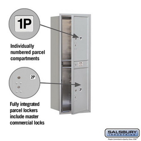 Salsbury Industries 3713S-2PAFP Recessed Mounted 4C Horizontal Mailbox-13 Door High Unit (48 Inches)-Single Column-Stand-Alone Parcel Locker-2 PL6