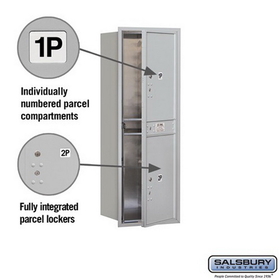 Salsbury Industries 3713S-2PAFU Recessed Mounted 4C Horizontal Mailbox - 13 Door High Unit (48 Inches) - Single Column - Stand-Alone Parcel Locker - 2 PL6