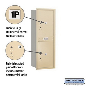Salsbury Industries 3713S-2PSRP Recessed Mounted 4C Horizontal Mailbox-13 Door High Unit (48 Inches)-Single Column-Stand-Alone Parcel Locker-2 PL6