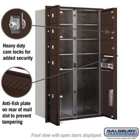 Salsbury Industries 3714D-07ZFP Recessed Mounted 4C Horizontal Mailbox - 14 Door High Unit (51 1/2 Inches) - Double Column - 7 MB2 Doors / 2 PL6s - Bronze - Front Loading - Private Access