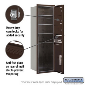 Salsbury Industries 3714S-03ZFP Recessed Mounted 4C Horizontal Mailbox - 14 Door High Unit (51 1/2 Inches) - Single Column - 3 MB2 Doors / 1 PL6 - Bronze - Front Loading - Private Access