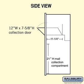 Salsbury Industries 3714S-1CAF Recessed Mounted 4C Horizontal Collection Box - 14 Door High Unit (51 1/2 Inches) - Single Column - Aluminum - Front Access