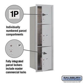 Salsbury Industries 3714S-3PAFP Recessed Mounted 4C Horizontal Mailbox-14 Door High Unit(51 1/2 Inches)-Single Column-Stand-Alone Parcel Locker-1 PL4/2 PL5